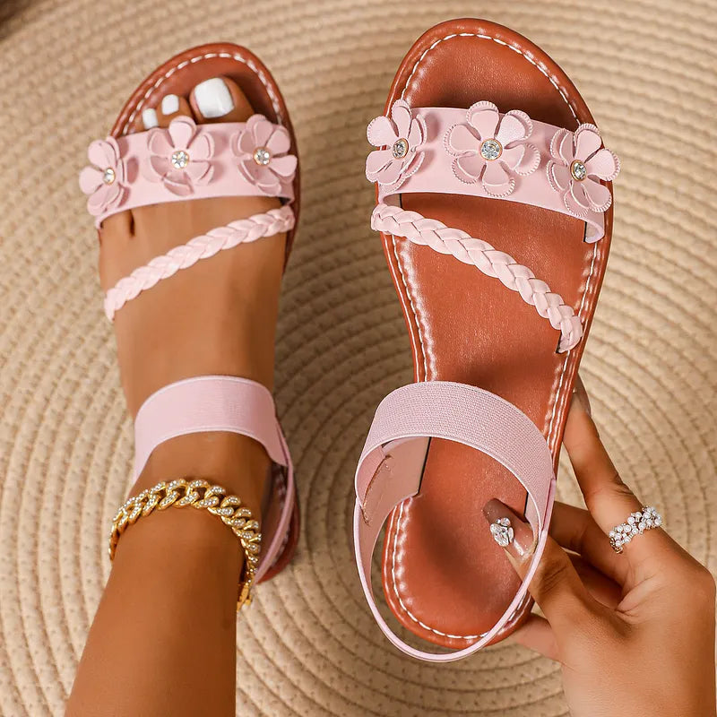 Anke - Sandalias Planas Con Tiras Florales