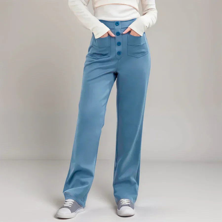 Elkee | Pantalones De Cintura Alta Pierna Ancha
