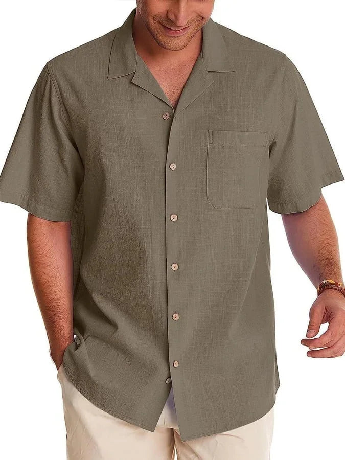 Huib | Camisa de Manga Corta Con Cuello Camp y Bolsillo