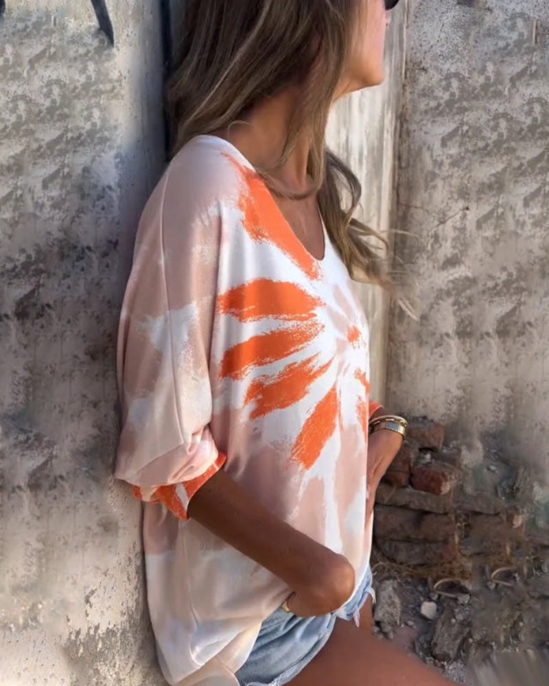 Kriselle | Camiseta de Manga Larga con Estampado Tie-dye