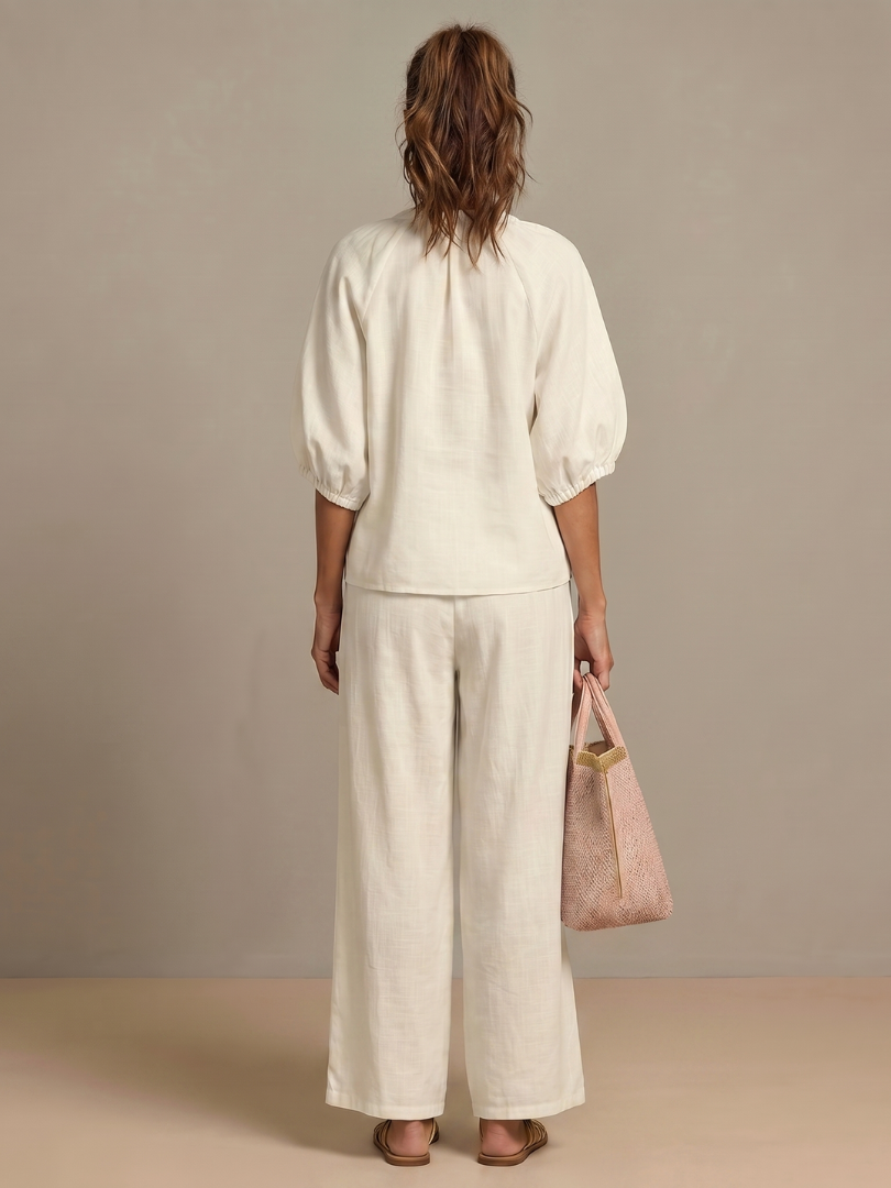 Sharina | Conjunto Blusa Cremallera Pantalón Ancho