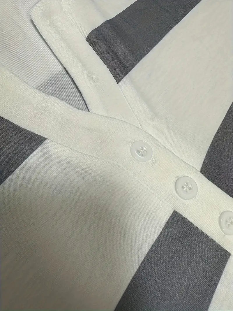 Dakota | Camiseta Henley a Rayas Con Mangas Tres Cuartos