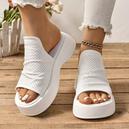 Sofya | Sandalias de Plataforma Con Puntera Abierta y Diseño Perforado
