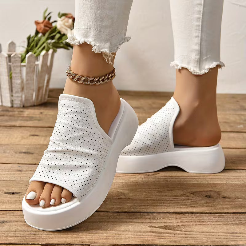 Sofya | Sandalias de Plataforma Con Puntera Abierta y Diseño Perforado