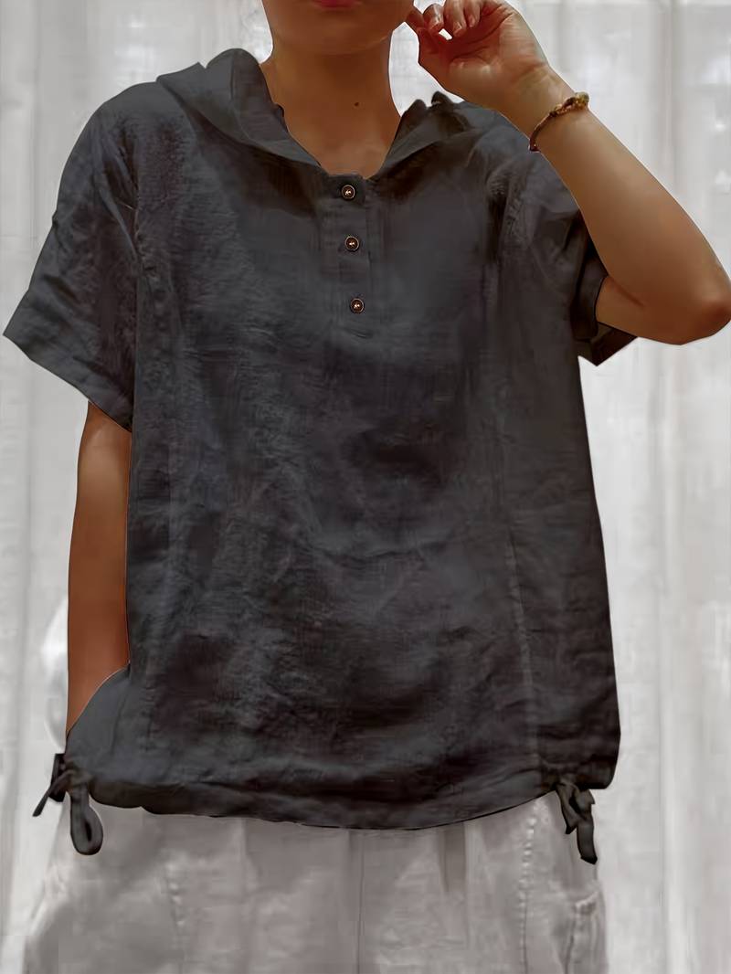 Dounia | Camiseta Holgada Con Capucha y Botones