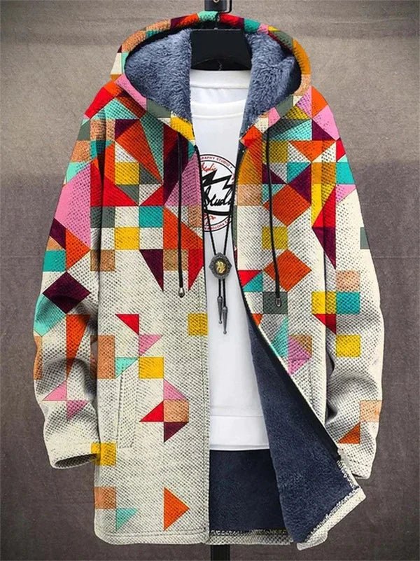 Willem | Chaqueta Con Capucha Y Estampado Geométrico en Bloques De Color