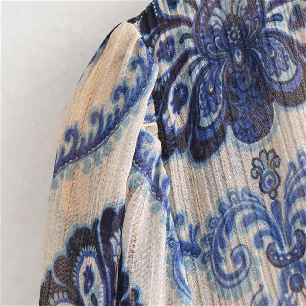 Willa | Vestido Midi Estampado de Manga Larga