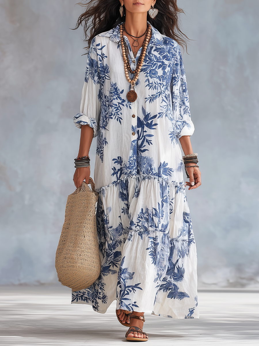 Shiza | Vestido Maxi Floral Con Botones