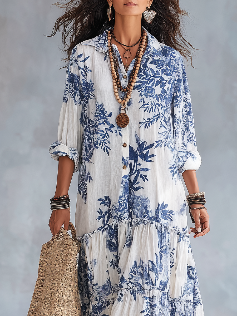 Shiza | Vestido Maxi Floral Con Botones