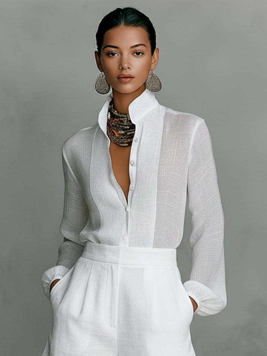 Renna | Mono Blanco De Manga Larga Estilo Camisa
