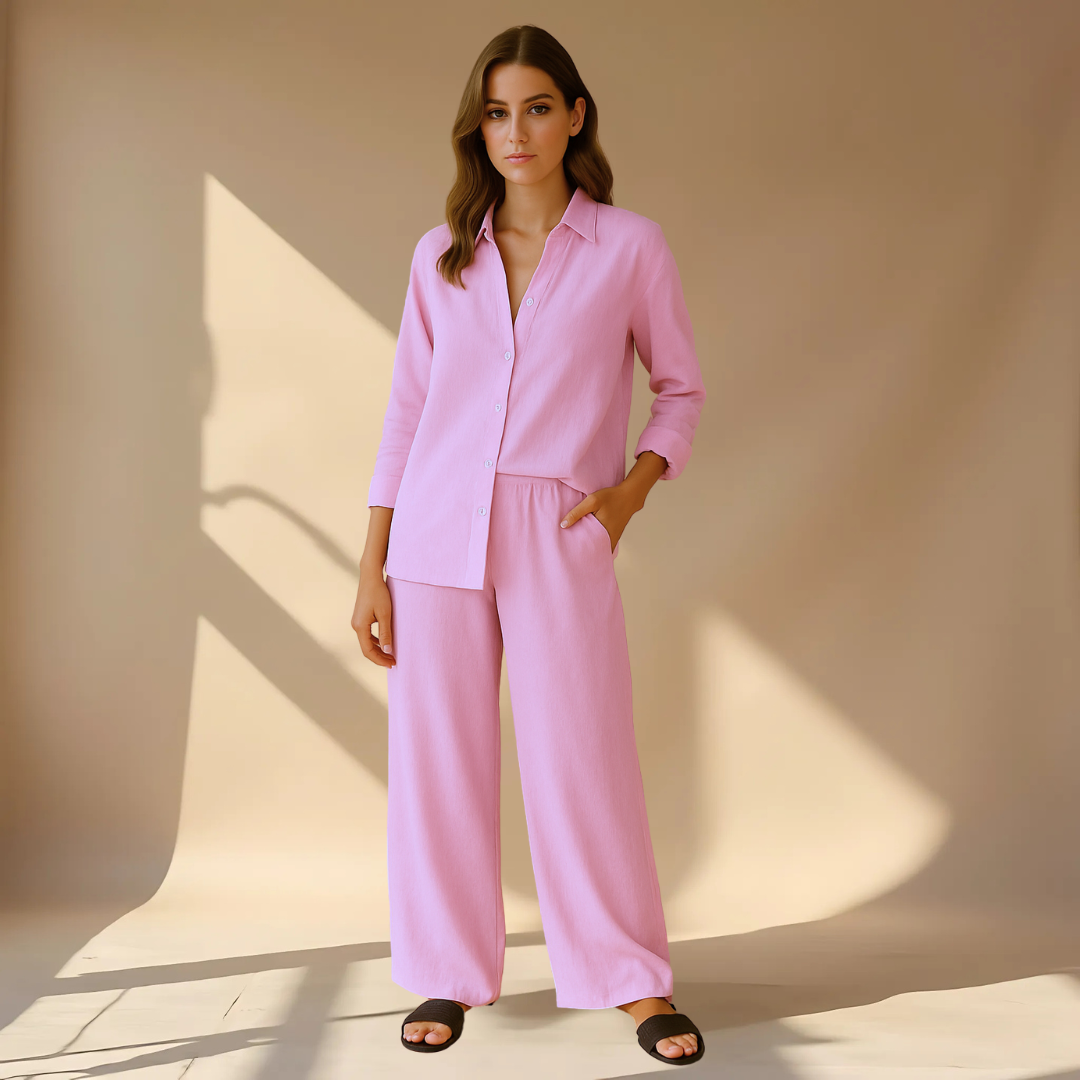 Ashleigh | Conjunto Coordinado De Camisa Y Pantalones De Corte Ancho
