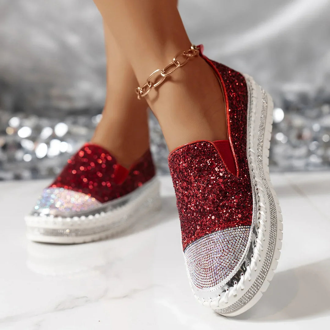 Lizka | Mocasines de Plataforma Con Pedrería Brillante