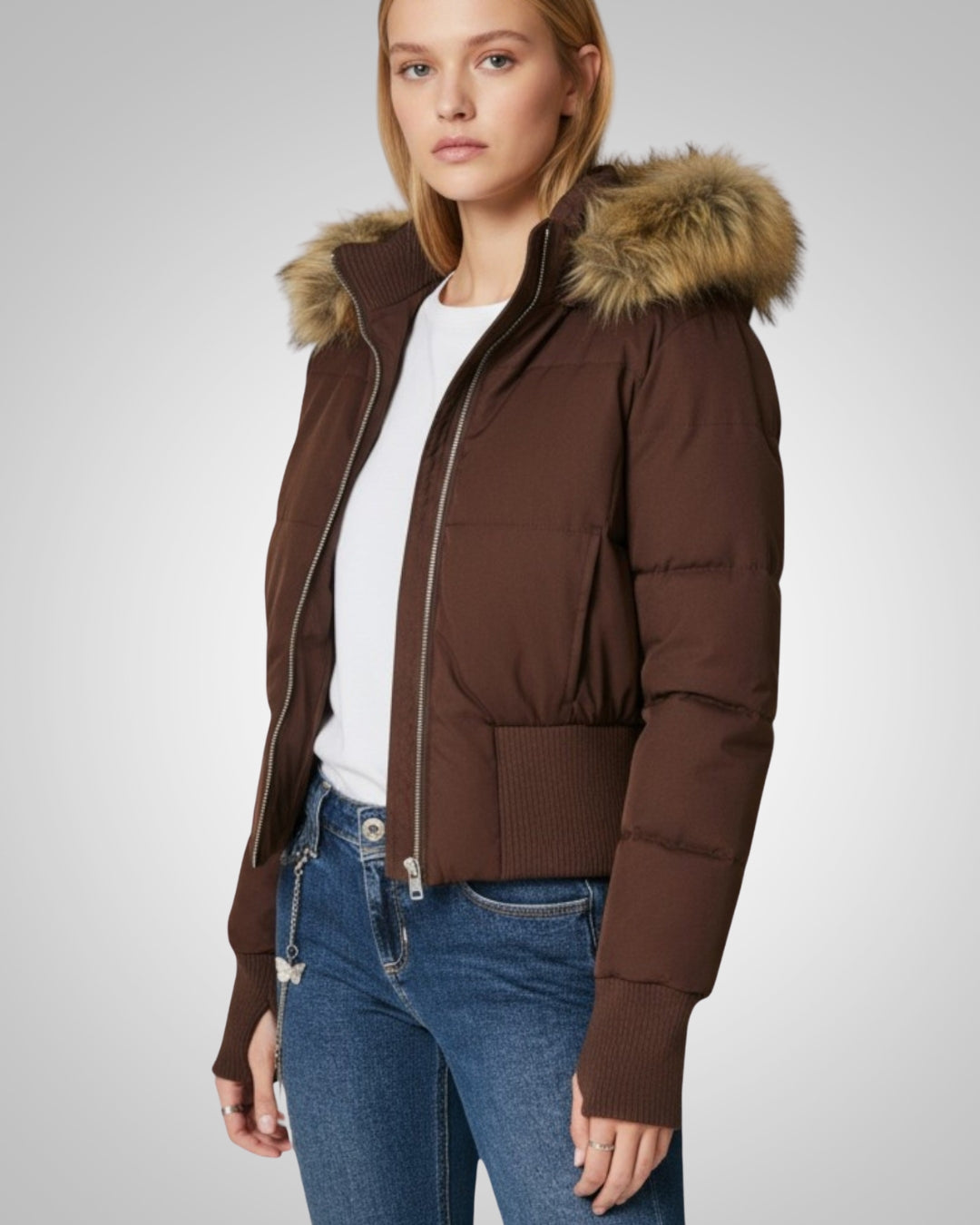Isabel | Chaqueta acolchada con capucha de piel sintética