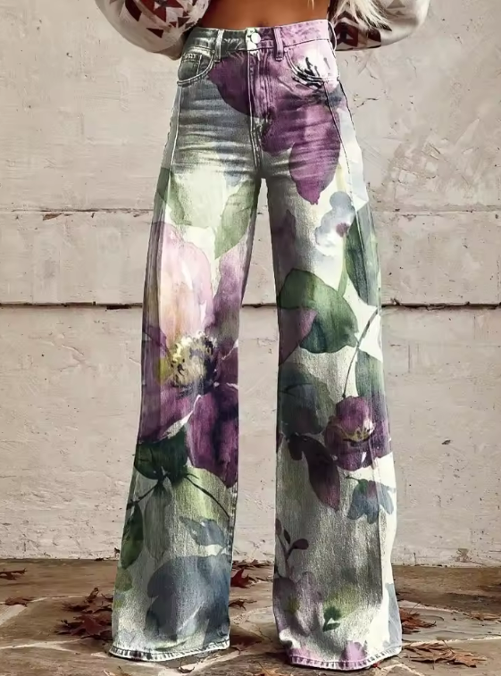 Mailin | Pantalones Anchos Con Estampado De Bengalas