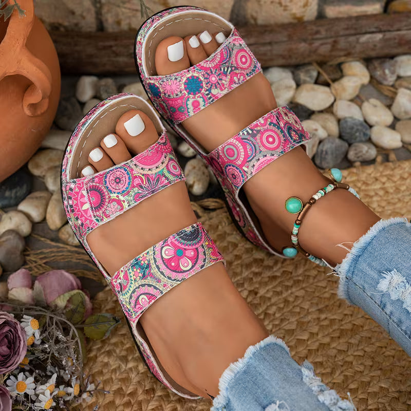 Dhifef | Sandalias De Punta Abierta Con Estampado Y Doble Tira