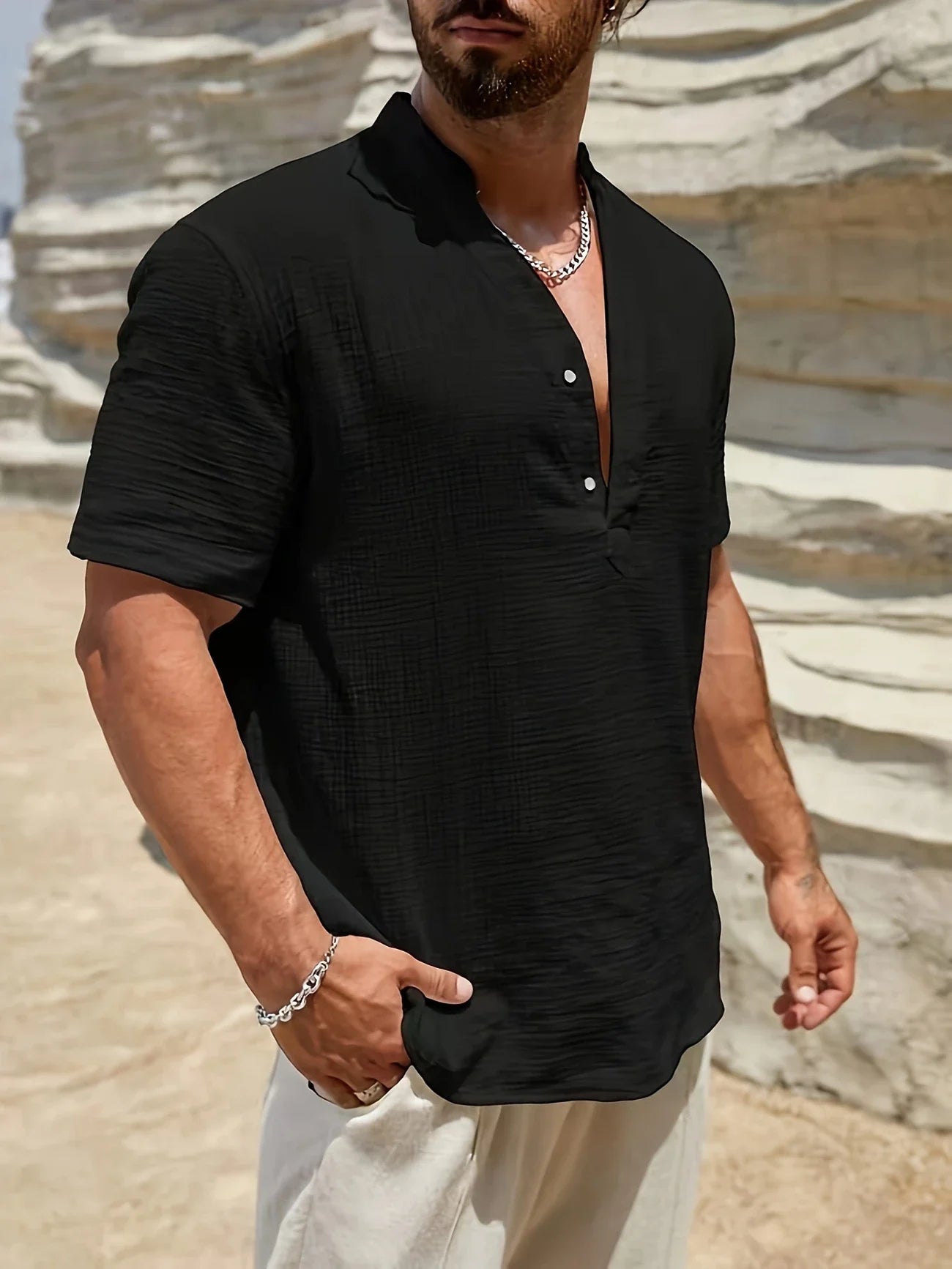 Sancho | Camisa Manga Corta Cuello Mao