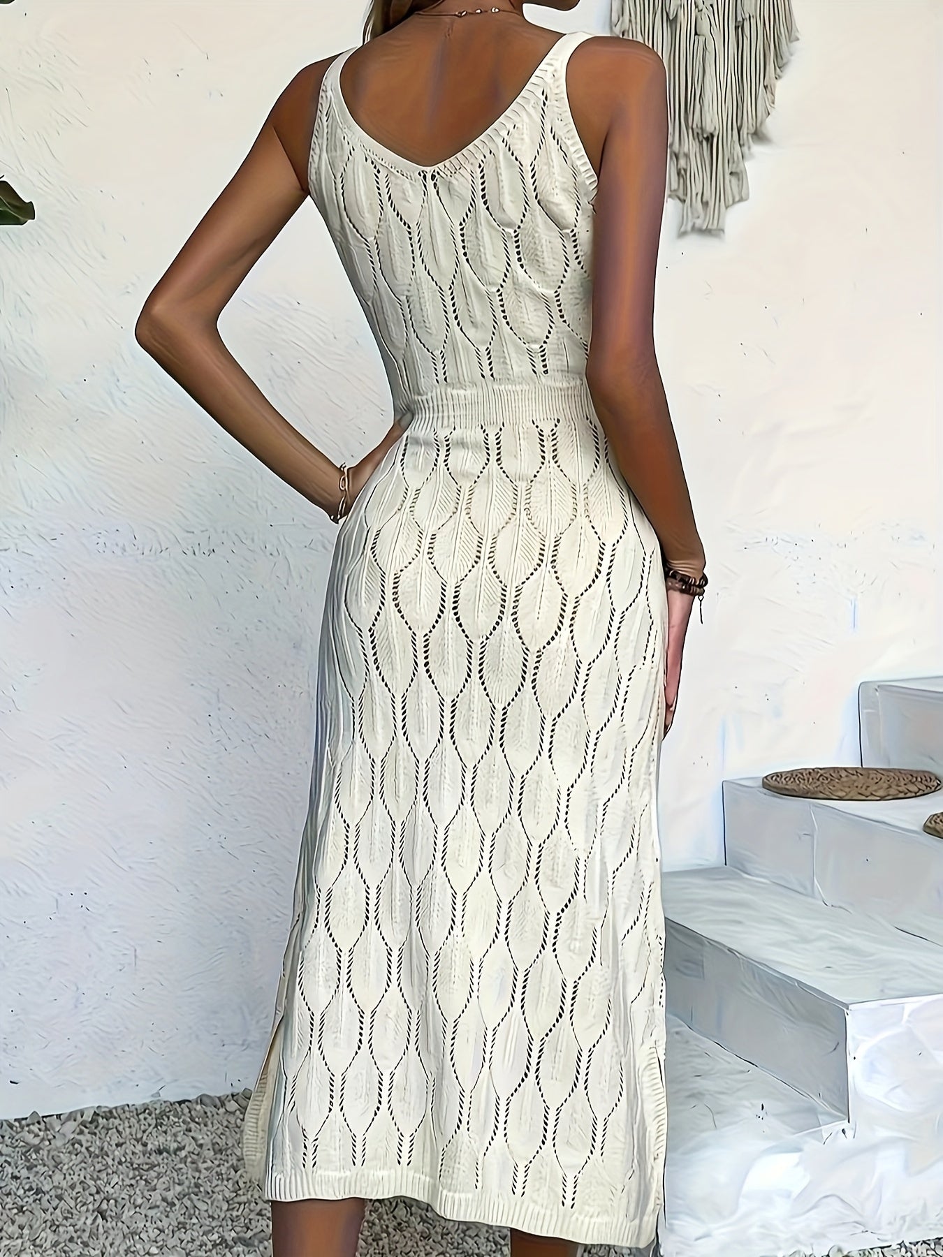 Luciana | Vestido MIDI Sin Mangas De Punto Pointelle