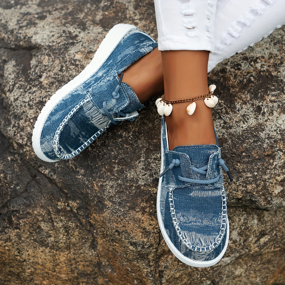 Astretira | Zapatillas Planas con Diseño Denim