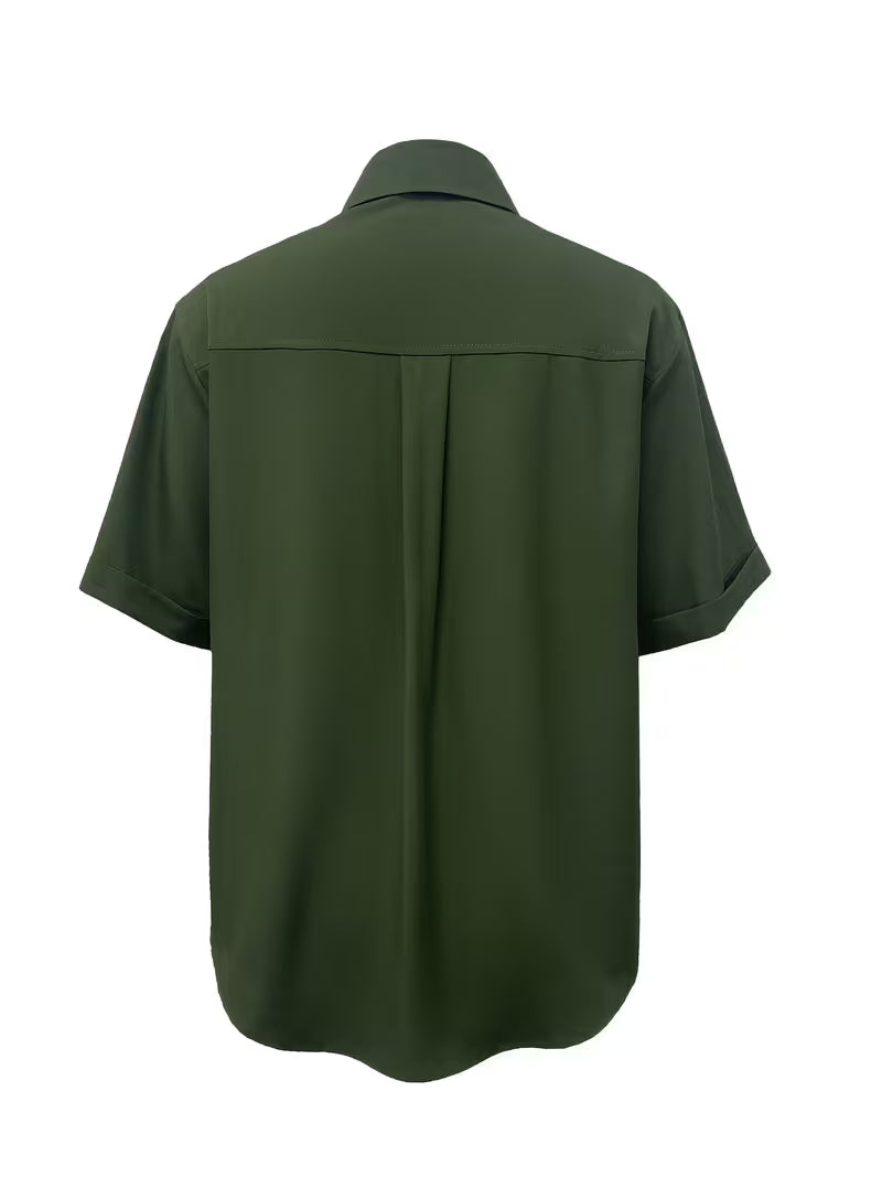 Ornilla | Blusa De Manga Corta Con Botones Y Bolsillos Delanteros