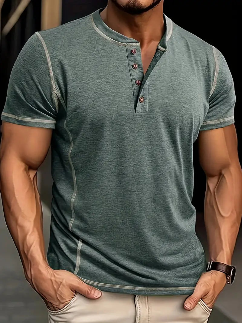 Orazio | Camiseta De Manga Corta Con Cuello Henley