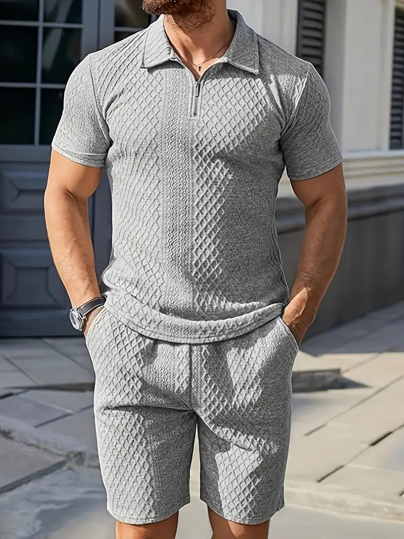 Francisco | Conjunto de Polo y Pantalones Cortos Con Textura