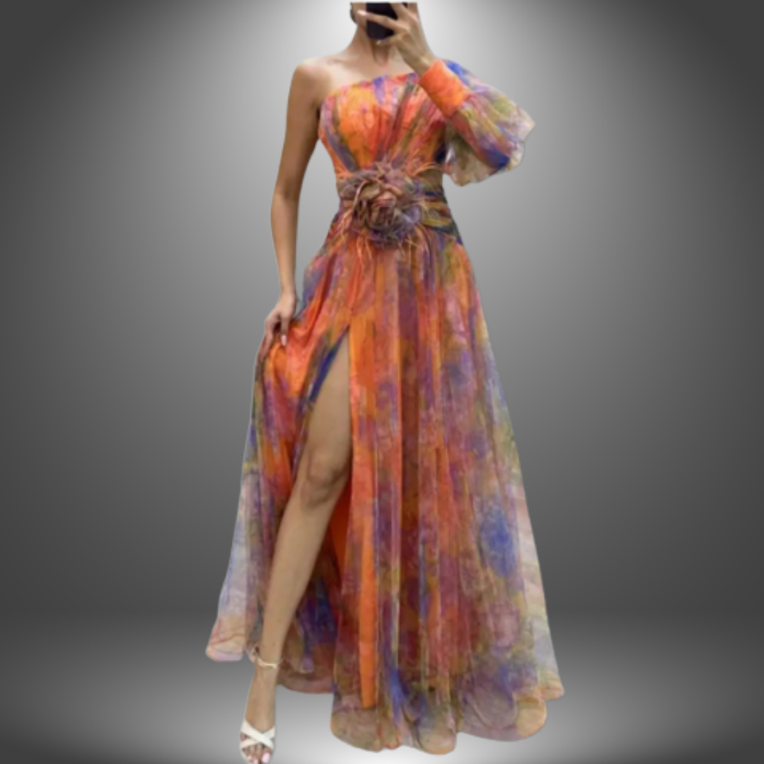 Nana | Vestido Largo Asimétrico Con un Solo Hombro y Abertura