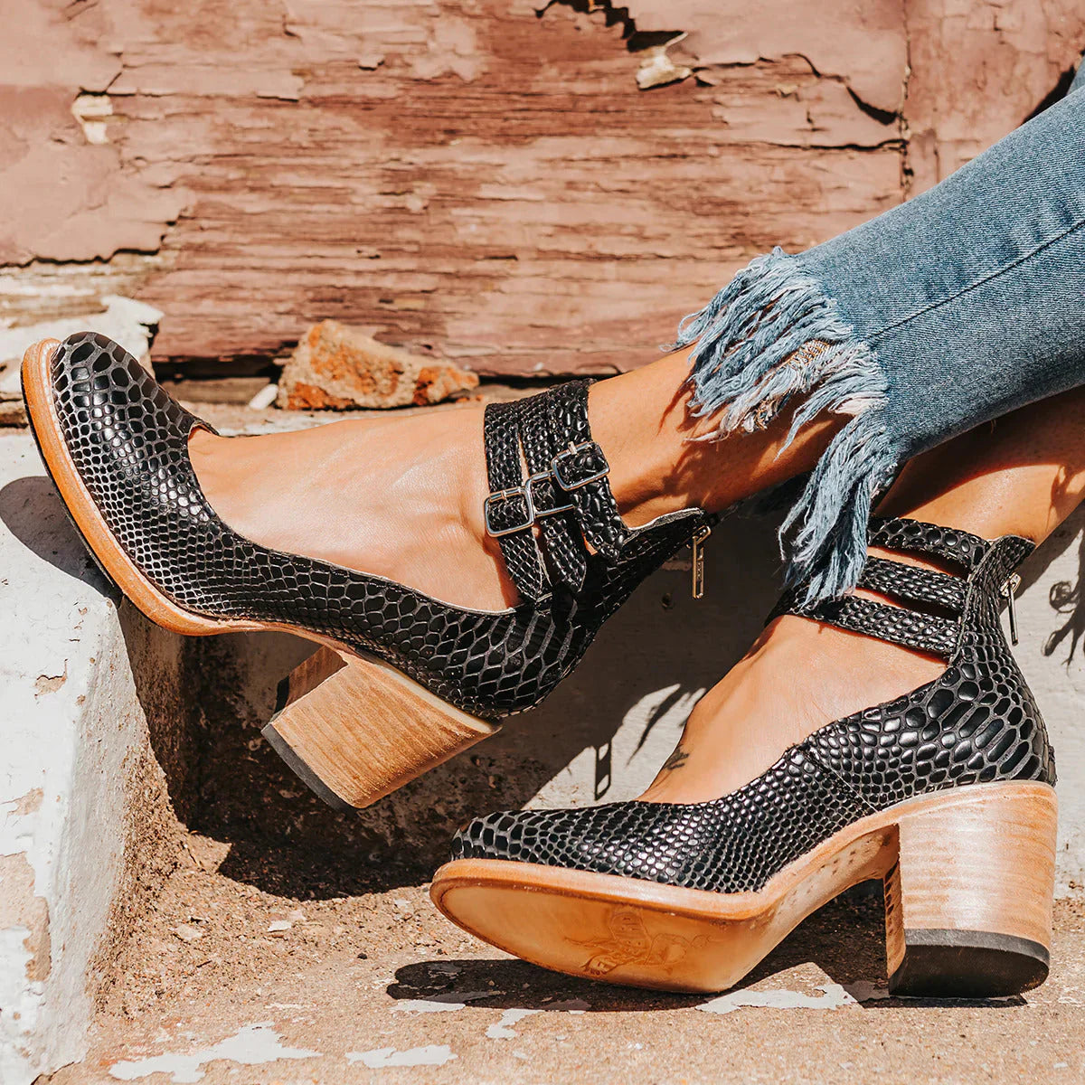 Steffie - Zapatos de Salón Con Tacón Grueso y Tiras