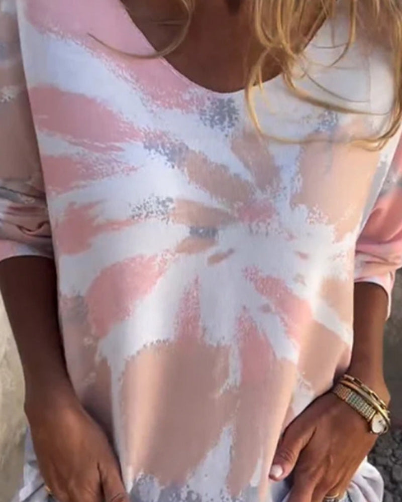 Kriselle | Camiseta de Manga Larga con Estampado Tie-dye