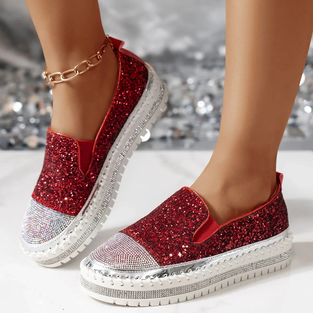 Lizka | Mocasines de Plataforma Con Pedrería Brillante