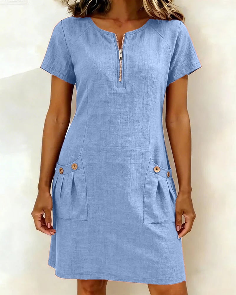 Krystan | Vestido Corto Utilitario Con Bolsillos