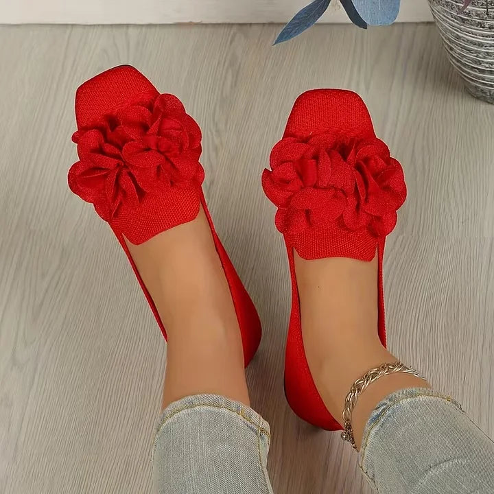 Catriona - Zapatos Planos Sin Cordones Con Punta Cuadrada Y Detalle Floral