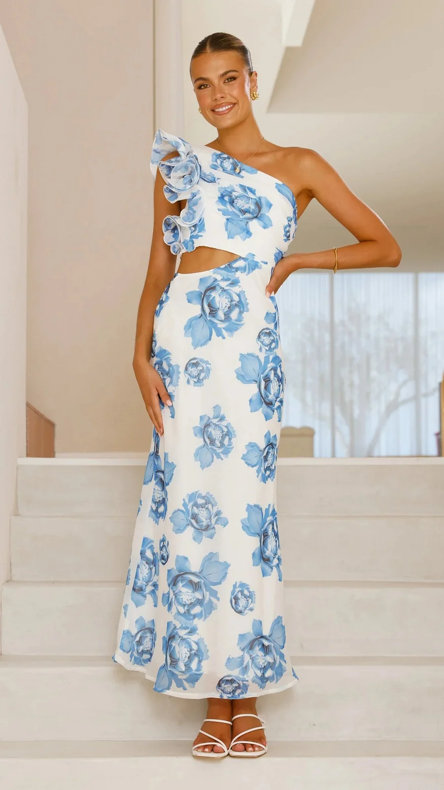 Dorothy | Vestido Largo Rosa Floral Asimétrico