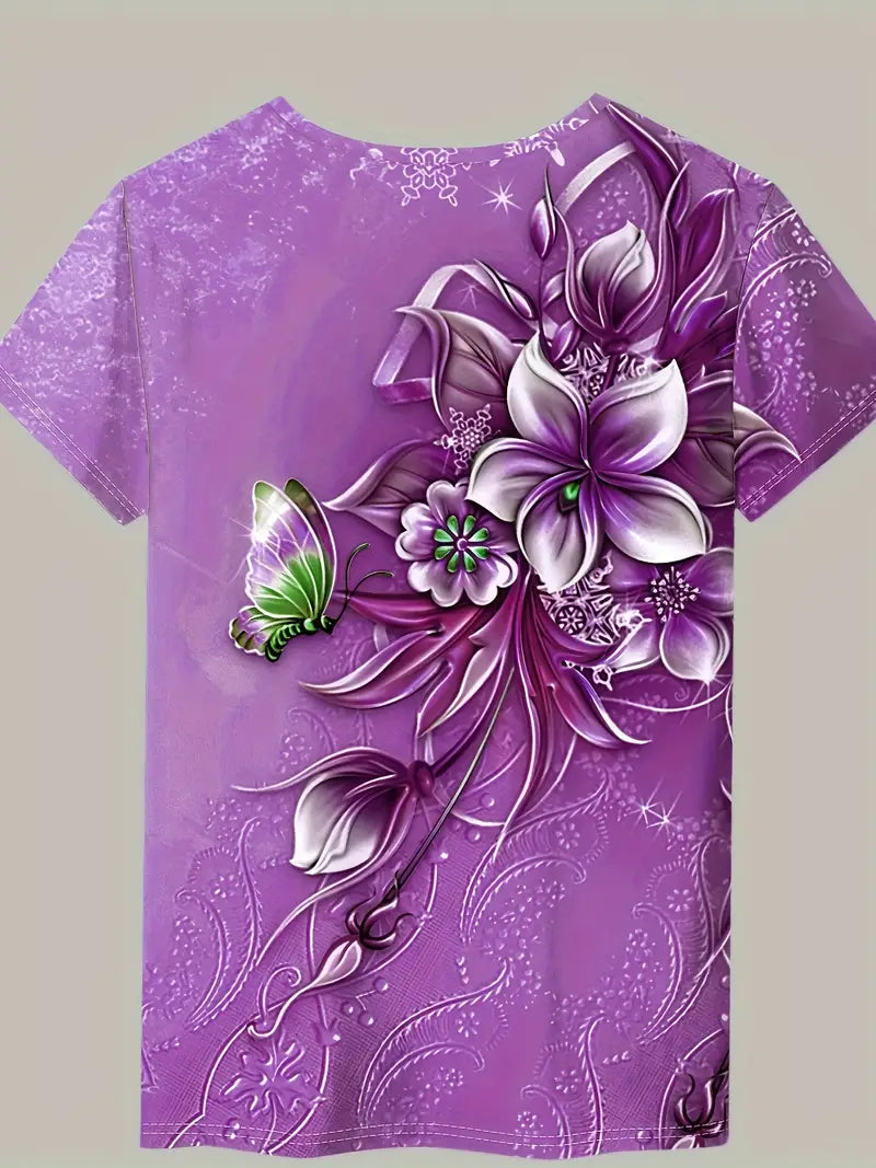 Carlisa | Camiseta De Manga Corta Con Estampado Floral Y Mariposas