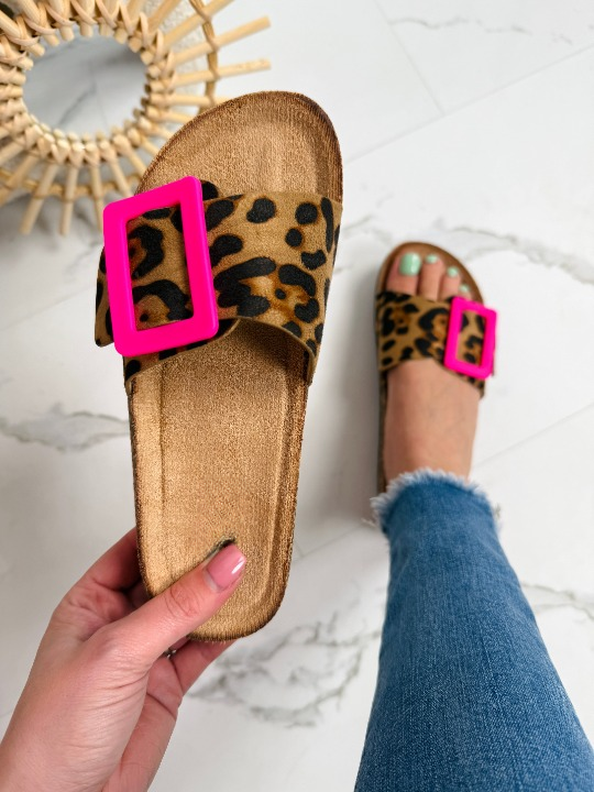 Nihya - Sandalias Tipo Slide Con Estampado de Leopardo y Hebilla