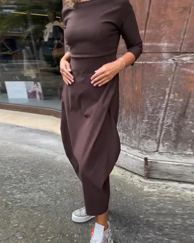 Magdana | Vestido MIDI De Manga Tres Cuartos Holgado