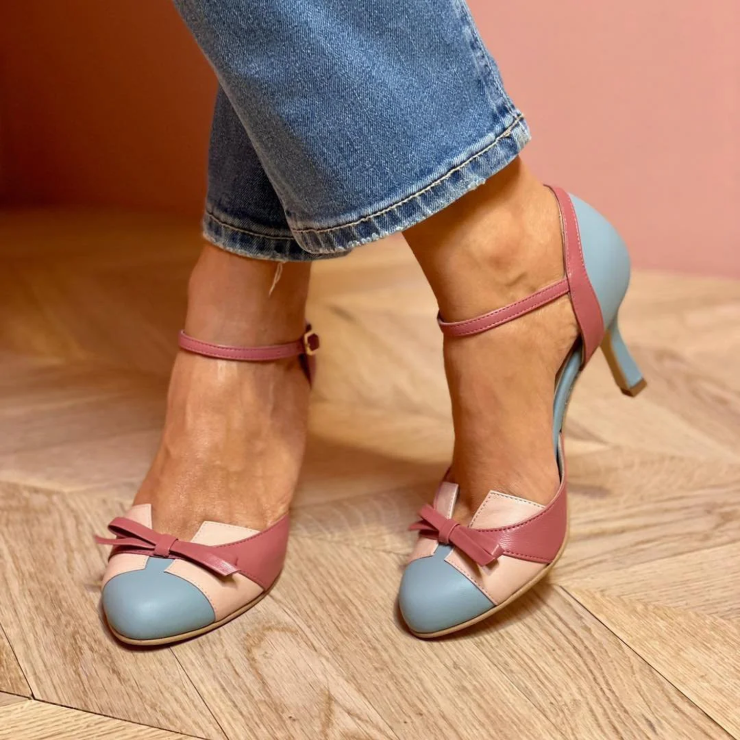 Janet | Zapatos De Tacón Con Lazo Y Bloques De Color Para Mujer