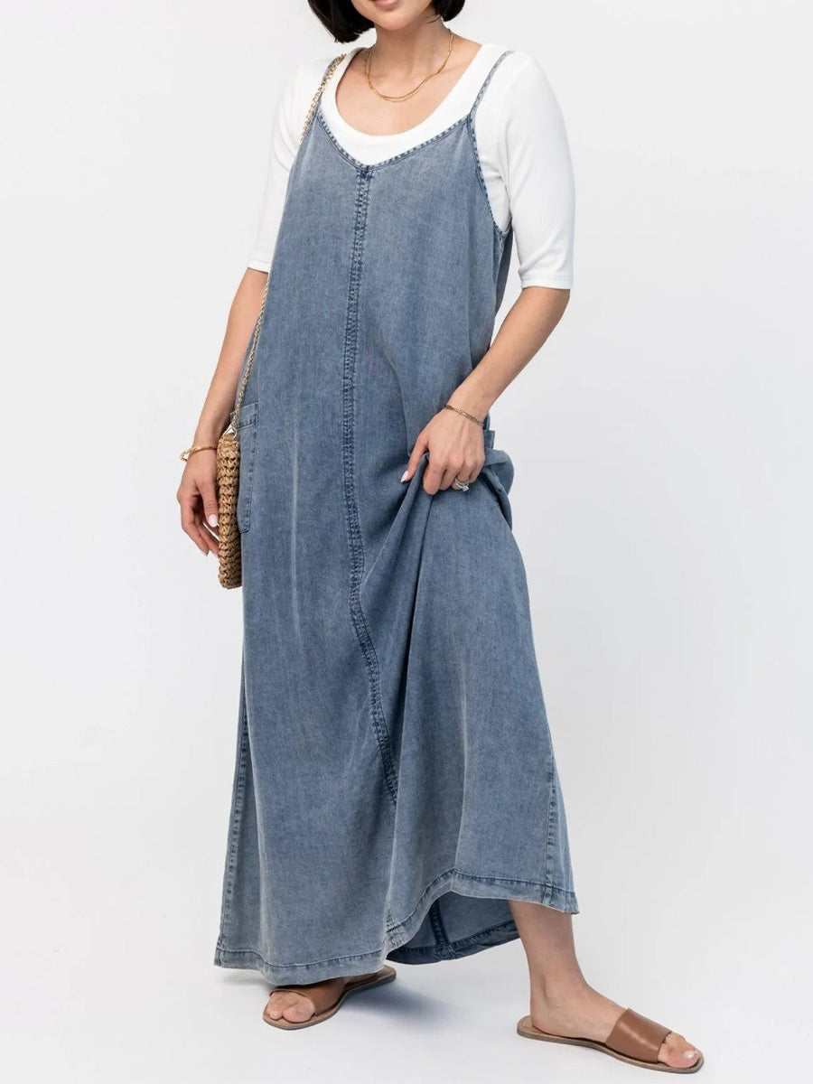 Éricaa | Vestido Largo de Corte Holgado Estilo Vaquero