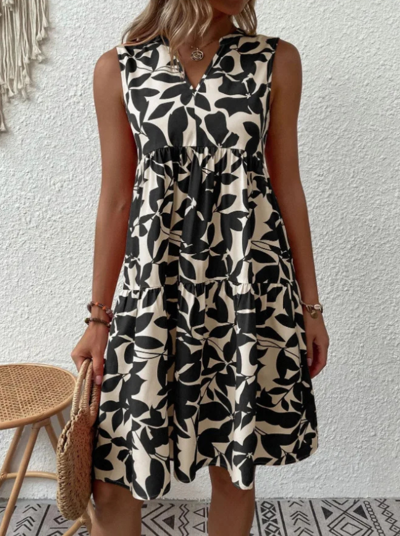 Greysen | Vestido Floral Sin Mangas Escalonado