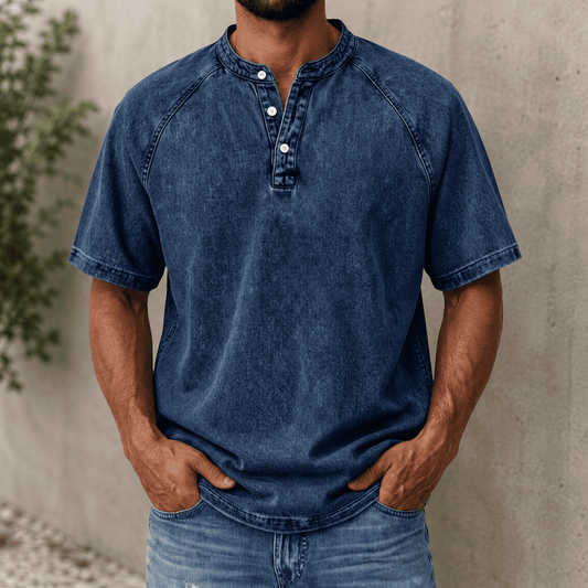 Zerric | Camisa Henley De Manga Corta Lavada