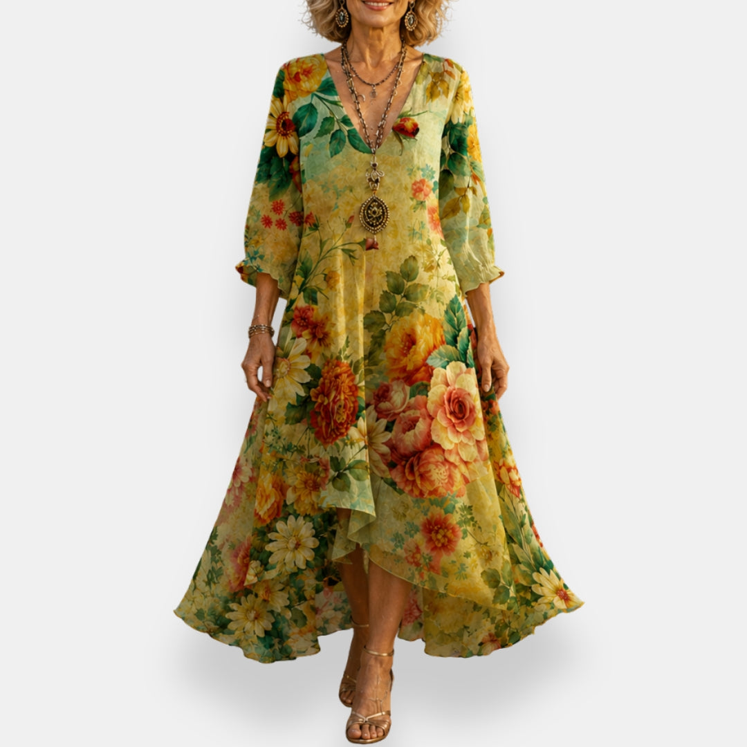 Emila | Vestido Floral Fluido con Escote en V