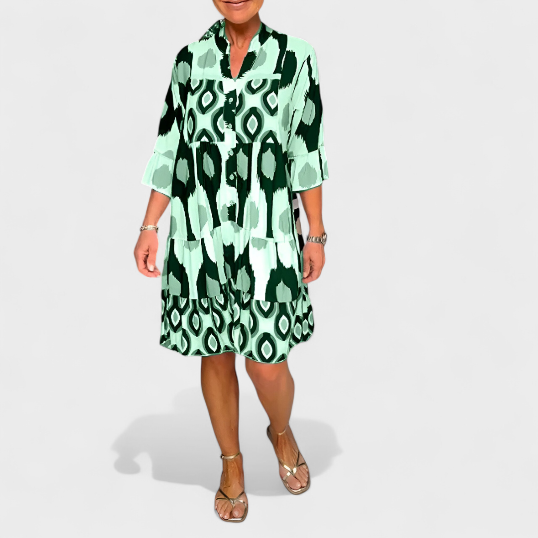 Suciana | Vestido Camisero MIDI Con Volantes Estampado