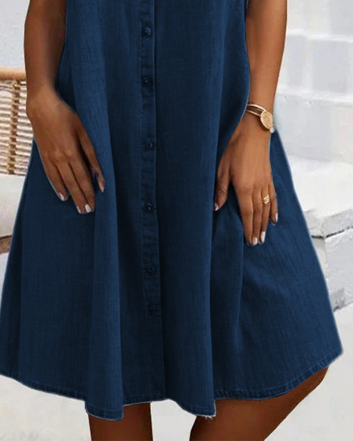 Sveta | Vestido Camisero de Estilo Vaquero con Botones en la Parte Delantera