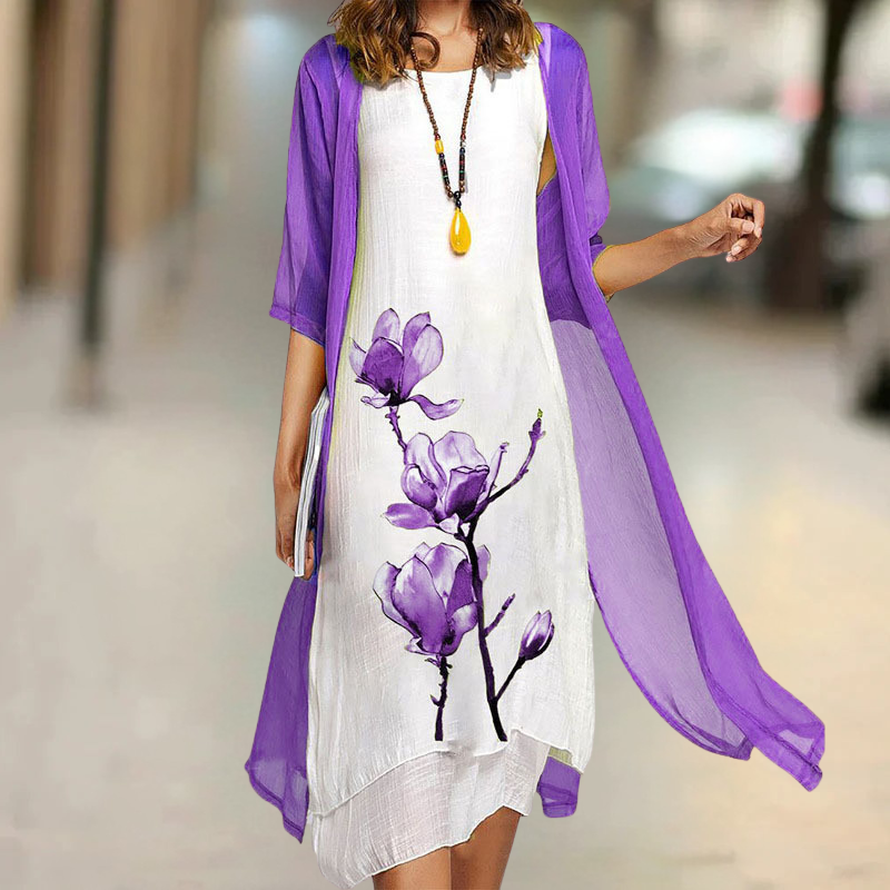 Nasira | Conjunto de Vestido sin Mangas con Estampado Floral