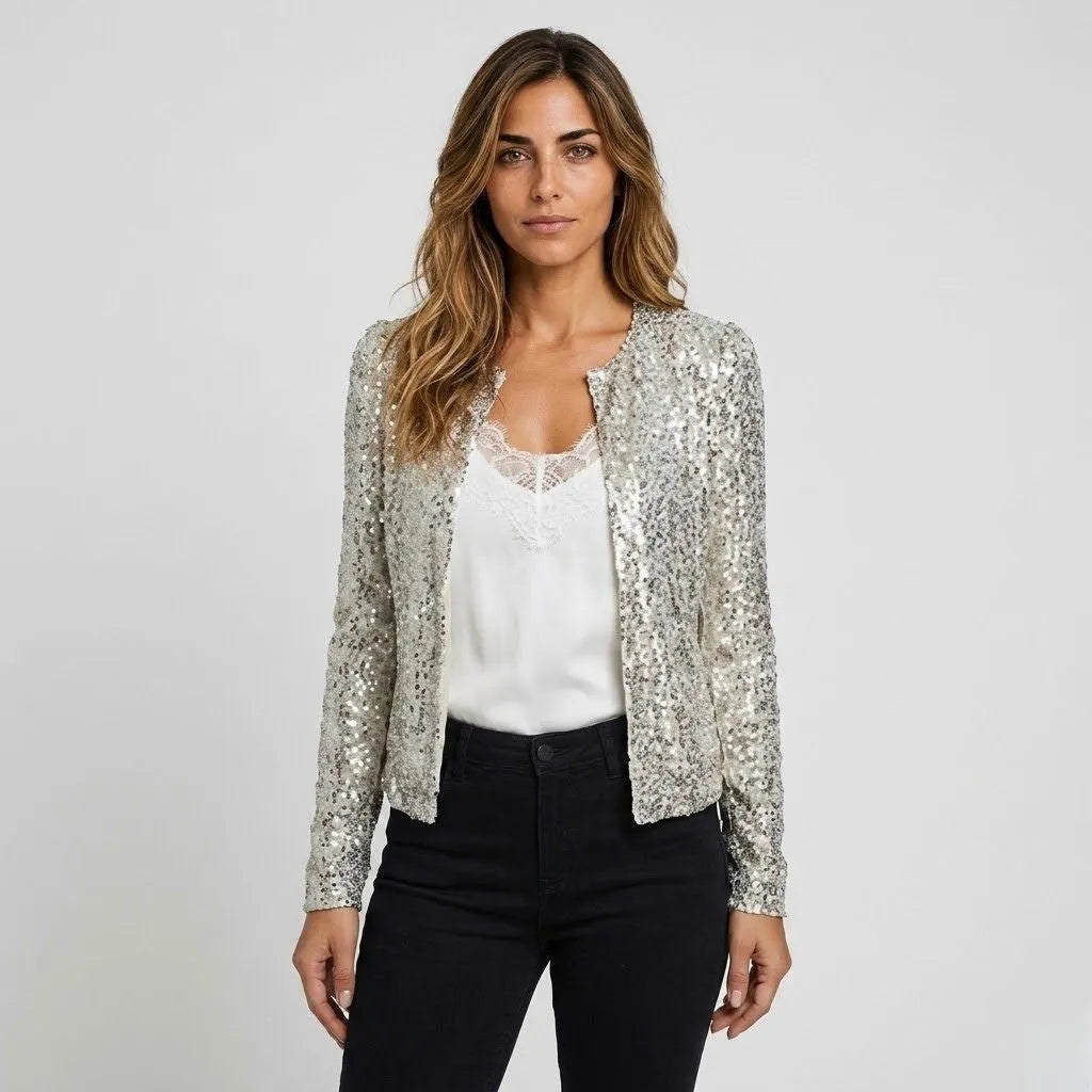 Amelia | Chaqueta con Lentejuelas y Frente Abierto