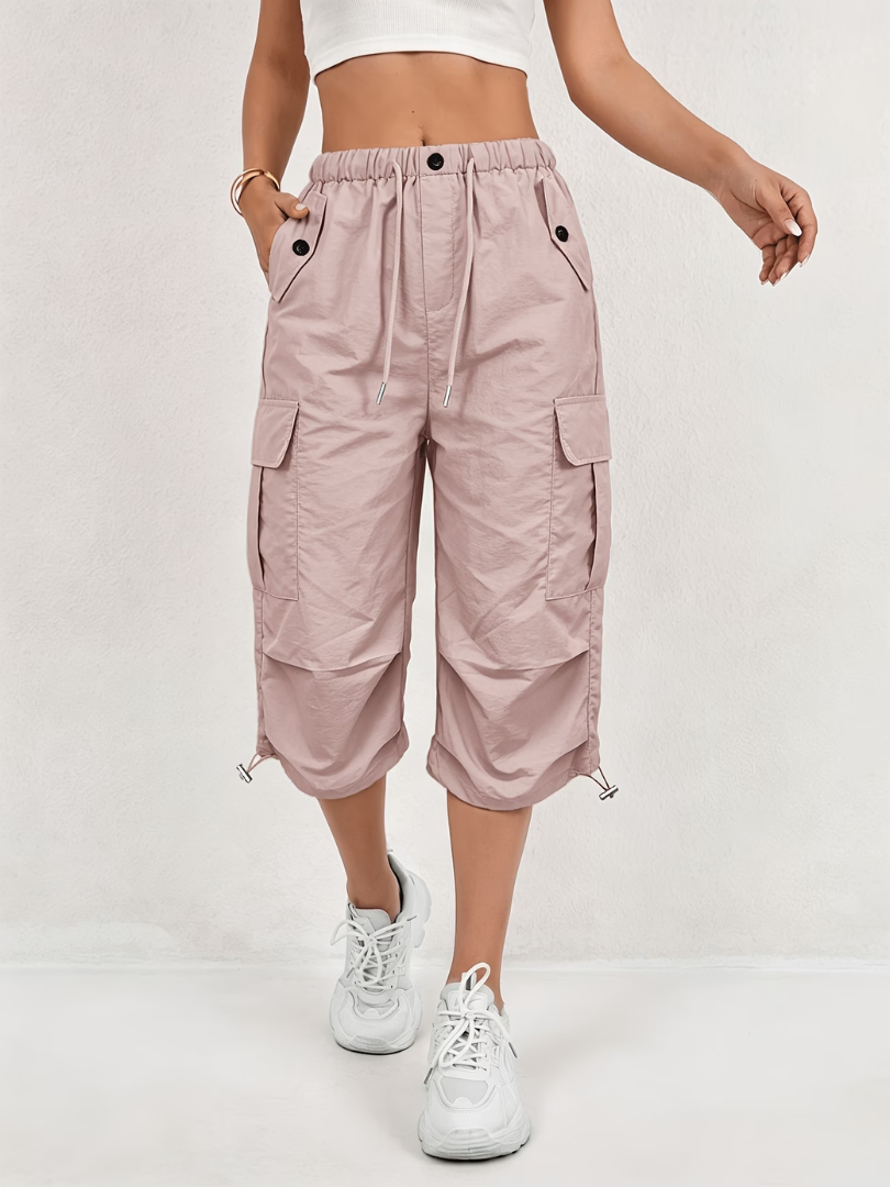 Nanna | Pantalones Cargo de Tres Cuartos Con Cordón y Bolsillos