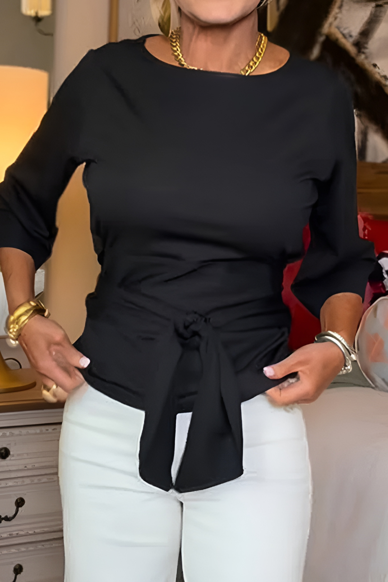 Shaniera | Blusa Con Lazo Delantero Y Mangas Tres Cuartos