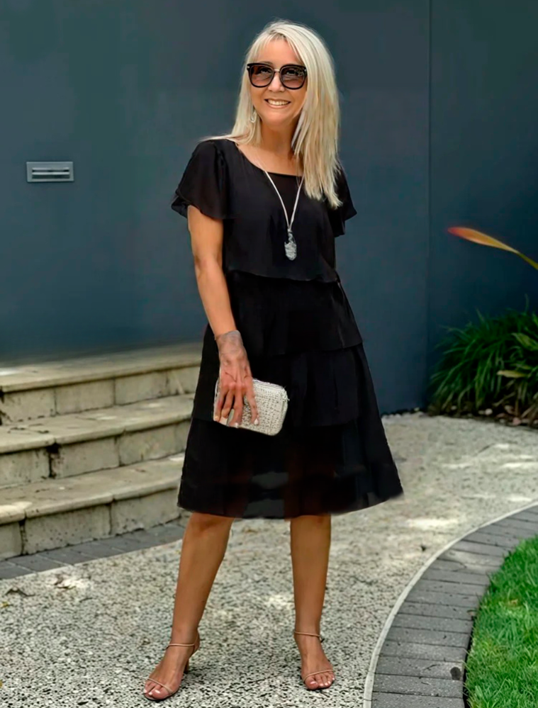 Ashfi | Vestido Midi Suelto Con Capas