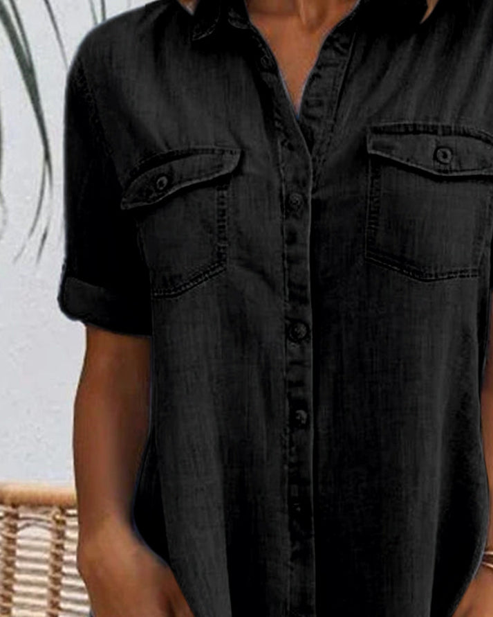 Sveta | Vestido Camisero de Estilo Vaquero con Botones en la Parte Delantera