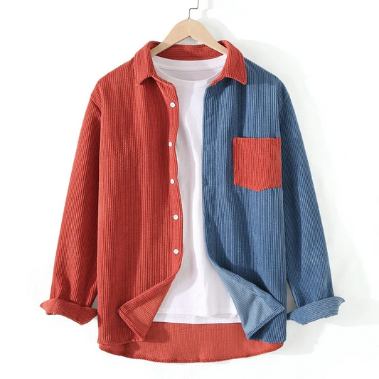 Geraldus | Camisa de Pana Con Paneles de Colores Contrastados y Bolsillo
