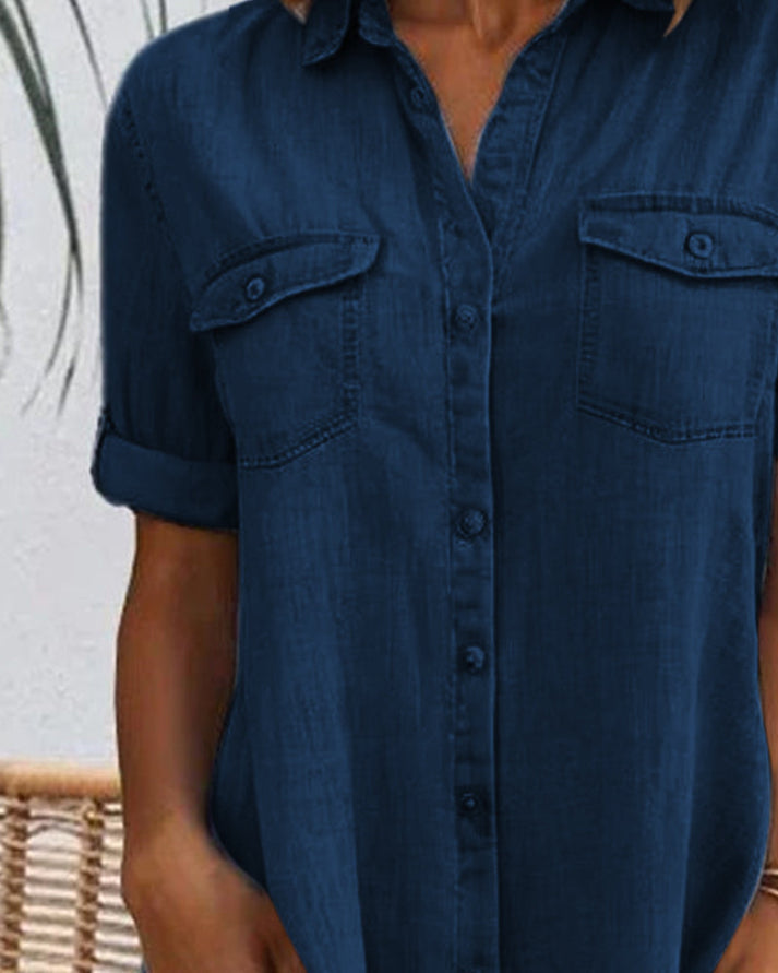 Sveta | Vestido Camisero de Estilo Vaquero con Botones en la Parte Delantera